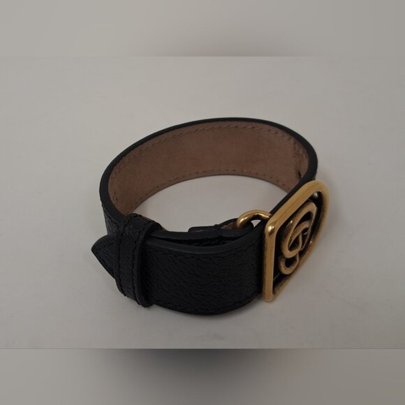 Gucci Marmont Double G Wrap Bracelet Cuff Pebbled Leather Italy Adjustable - Picture 3 of 16